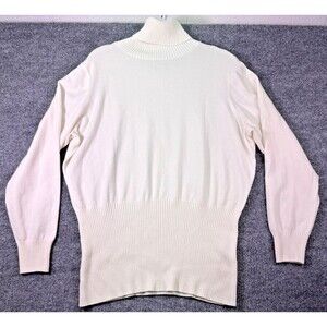 Whisper Knit by Louis Dell’Olio Turtleneck Sweater 1X Ivory Ribbed Soft Knit